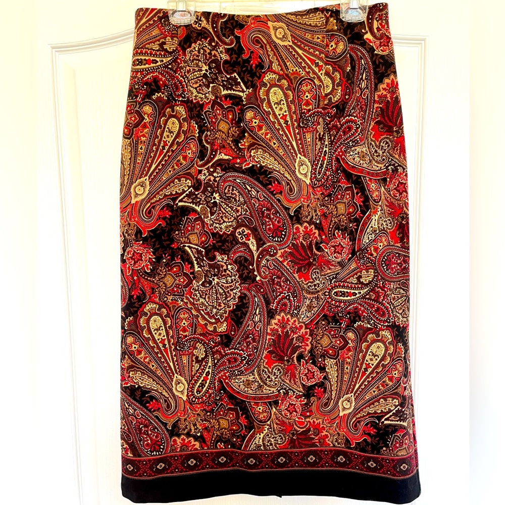 Briggs New York Long Paisley Pencil Skirt Size 14 P